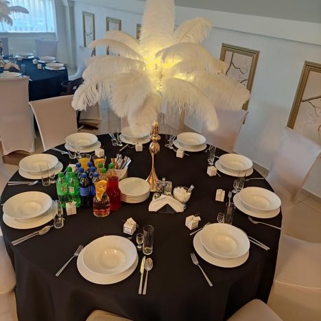 KOD 706<br><strong>KOMPOZYCJE Z PIÓR<br> w zestawie ze stojakiem</strong><br>Ilość na stanie: 13 kompletów</strong><br><strong>Cena wypożyczenia:  100 zł</strong>