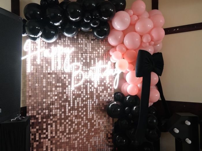 </strong>KOD 208<br><strong>ŚCIANKA CEKINOWA RÓŻOWA</strong><br>Wymiary: 140x200cm<br><strong>Ilość na stanie:1</strong><br><strong>Cena wypożyczenia: 200 zł</strong>